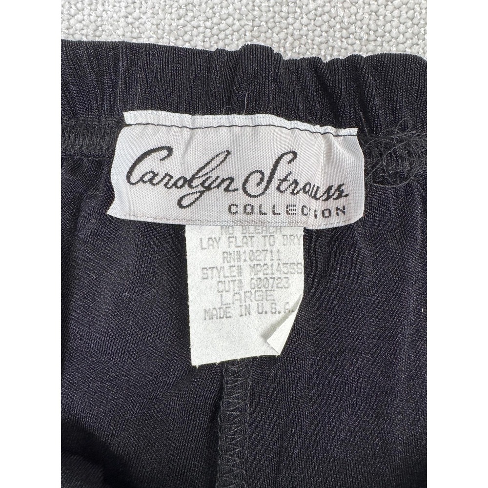 Carolyn Strauss Collection Pants Womens L Black Stretch Jersey Cropped Pull On - Picture 3 of 5